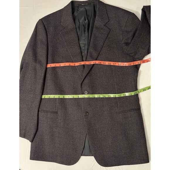 Armani Collezioni Gray Wool Microcheck Two Button Blazer Size 44 R Preppy Office - Picture 4 of 10